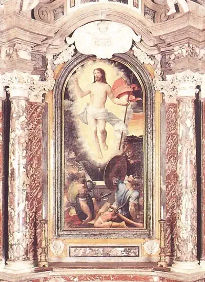 На картине итальянского художника Якопо Россиньоло, написанной в 1556 году, изображен момент, когда Иисус Христос воскрес из мертвых