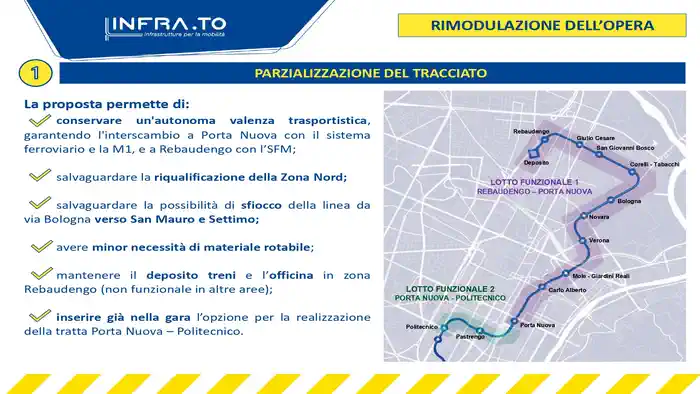 Частичная реализация маршрута второй линии метро в Турине: участок Rebaudengo – Porta Nuova